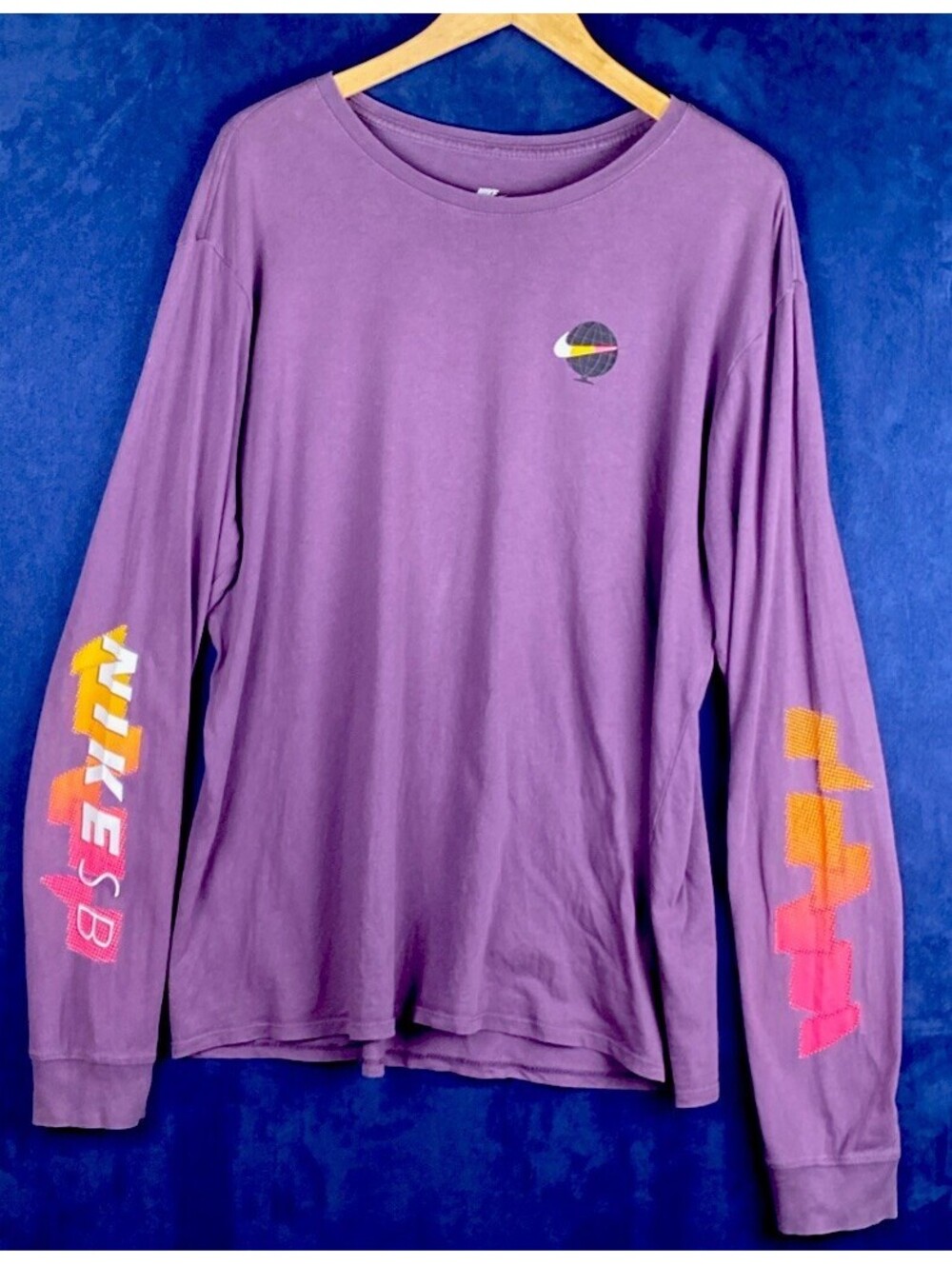 Nike SB Shirt Mens XL Long Sleeve Crew Neck Purple Lightweight Cotton